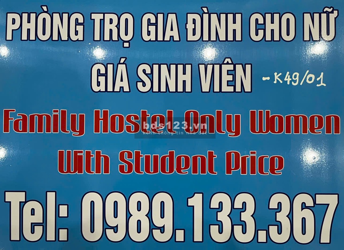 Cho nữ thuê phòng trọ gia đình