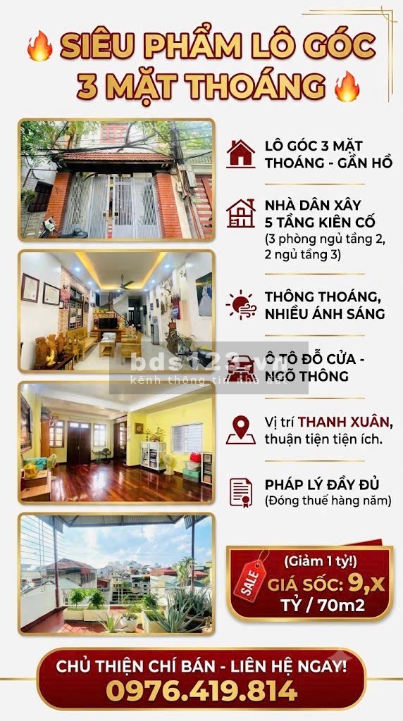  HẠ GIÁ 1 TỶ — 9,X TỶ • LÔ GÓC 70M² 3 MẶT THOÁNG • THANH…