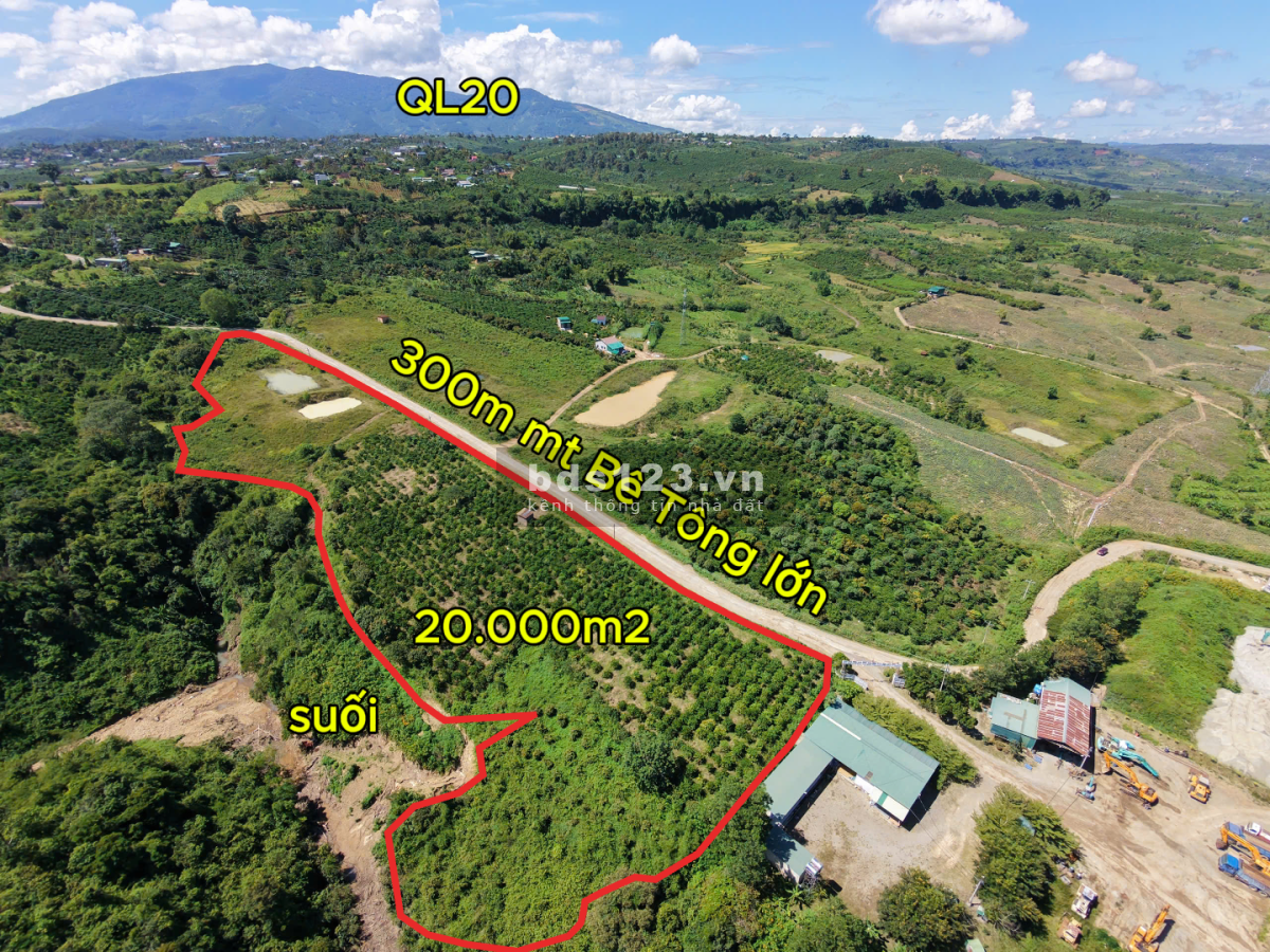 Đất Di Linh 333m mt bê tông 2ha giá 360tr/sào có nguồn thu