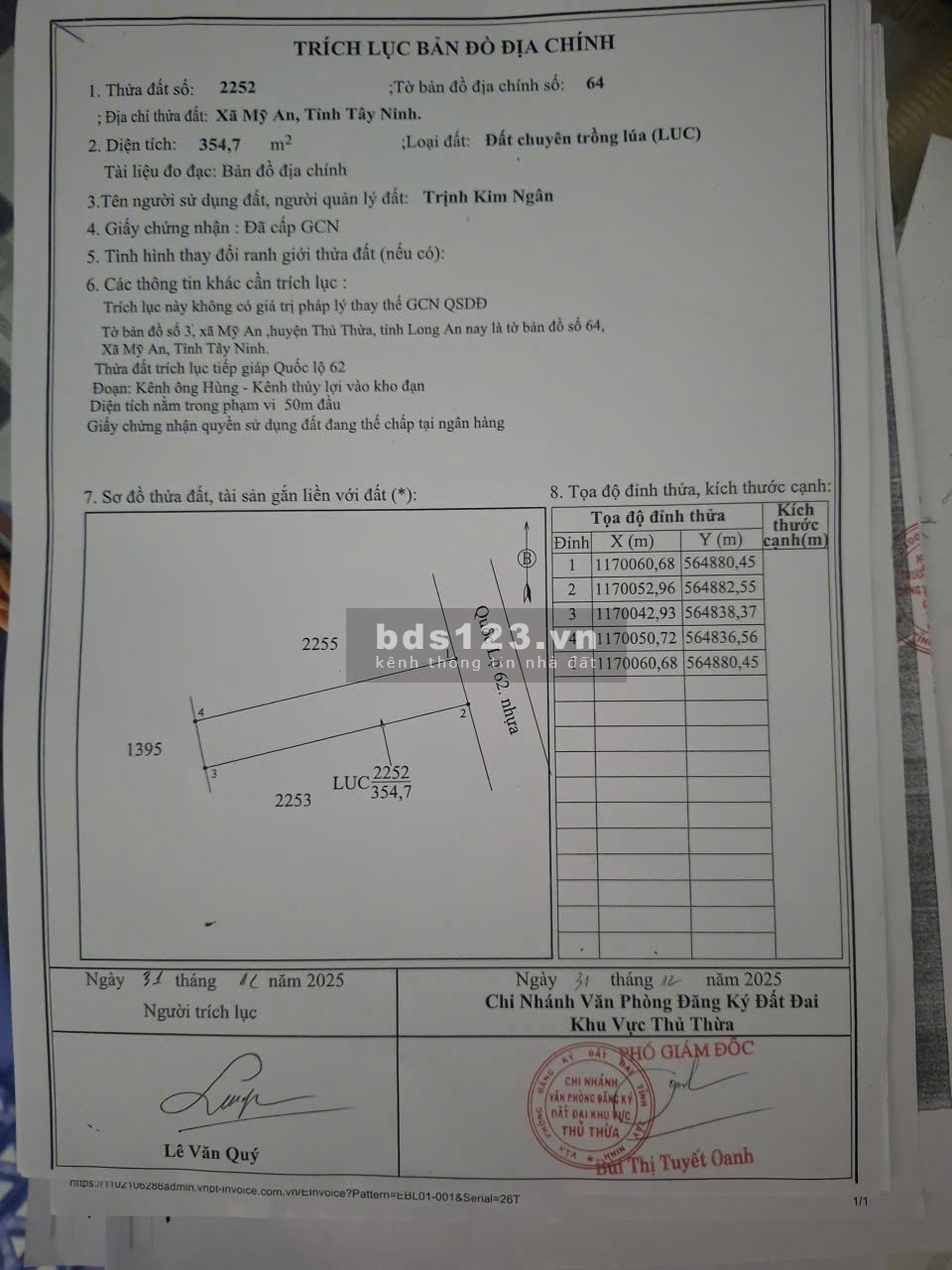 Bán đất mặt tiền QL62 Long An (cũ) TDT 666.9m2