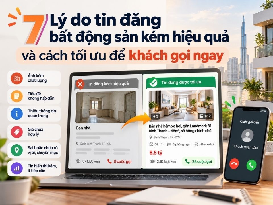 7 Lý do tin đăng bất động sản kém hiệu quả và cách tối ưu để khách gọi ngay