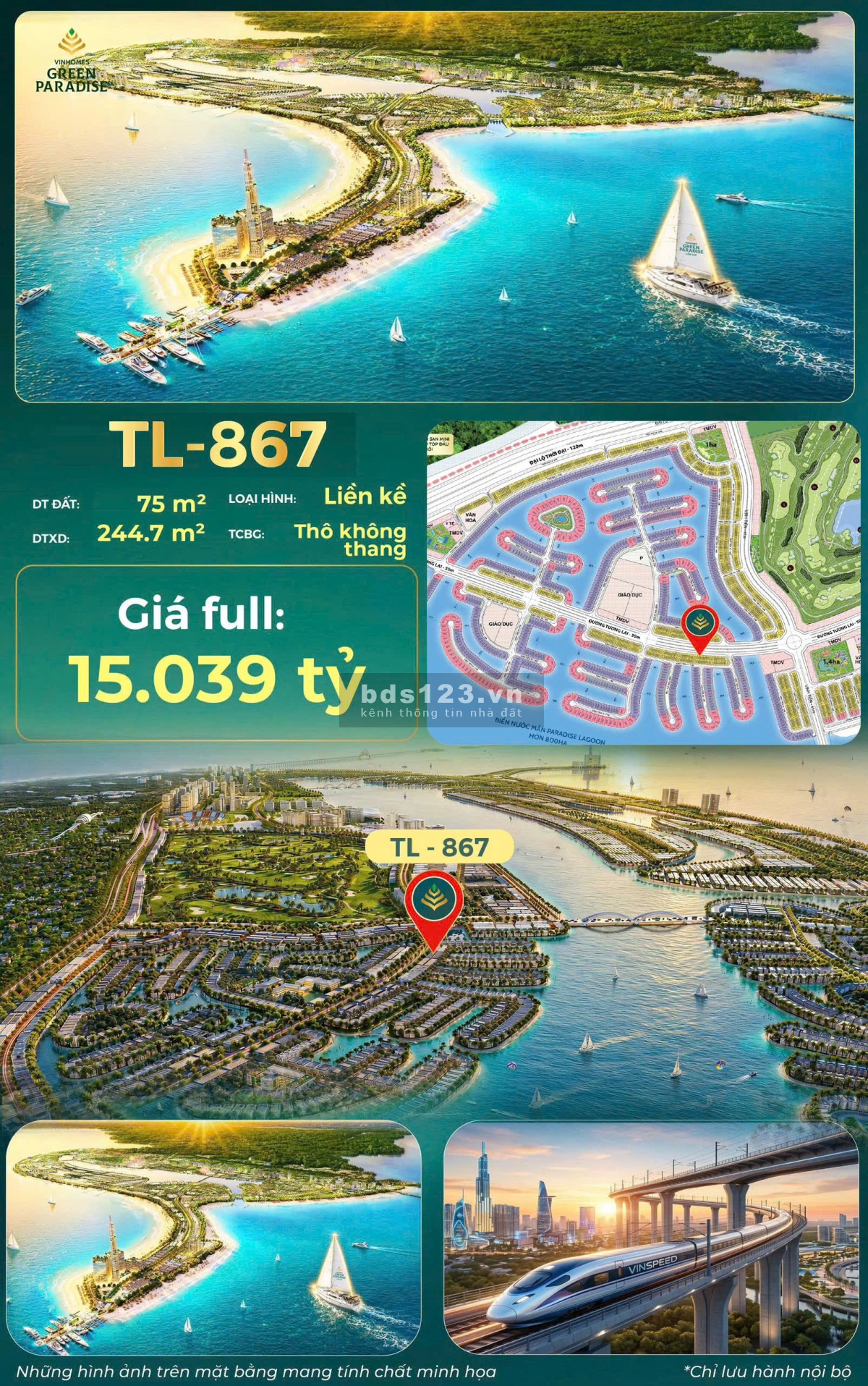 VINHOMES GREEN PARADISE CẦN GIỜ – LIỀN KỀ 75m² MẶT TRỤC…