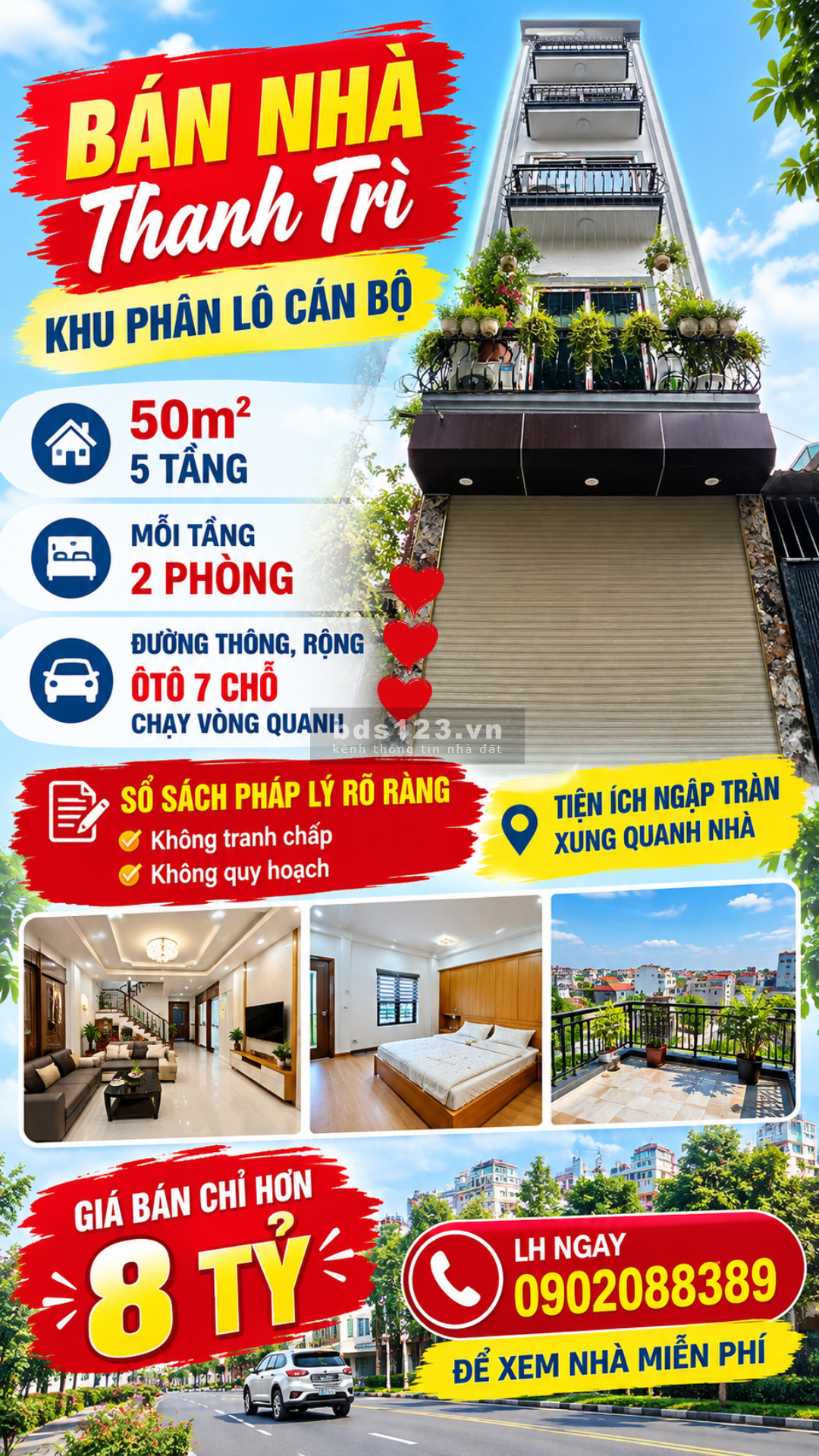BÁN NHÀ THANH TRÌ khu phân lô cán bộ 50m² × 5 tầng, ô tô 7…
