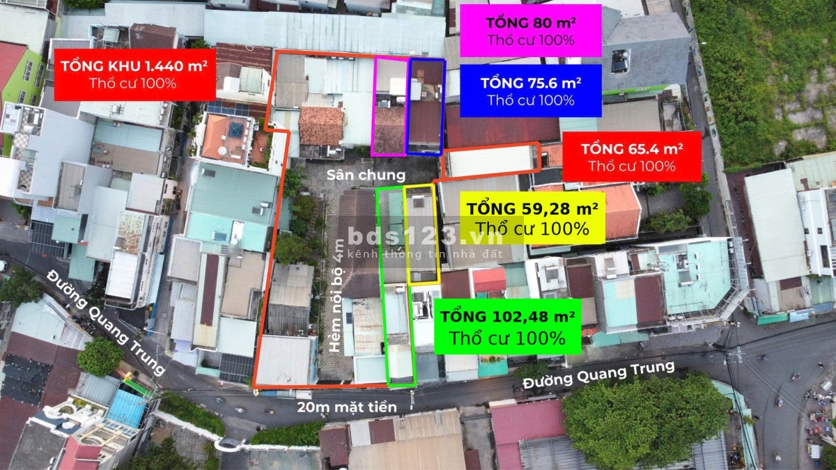 Mặt tiền Quang Trung — kinh doanh + ở, 2 căn liền kề