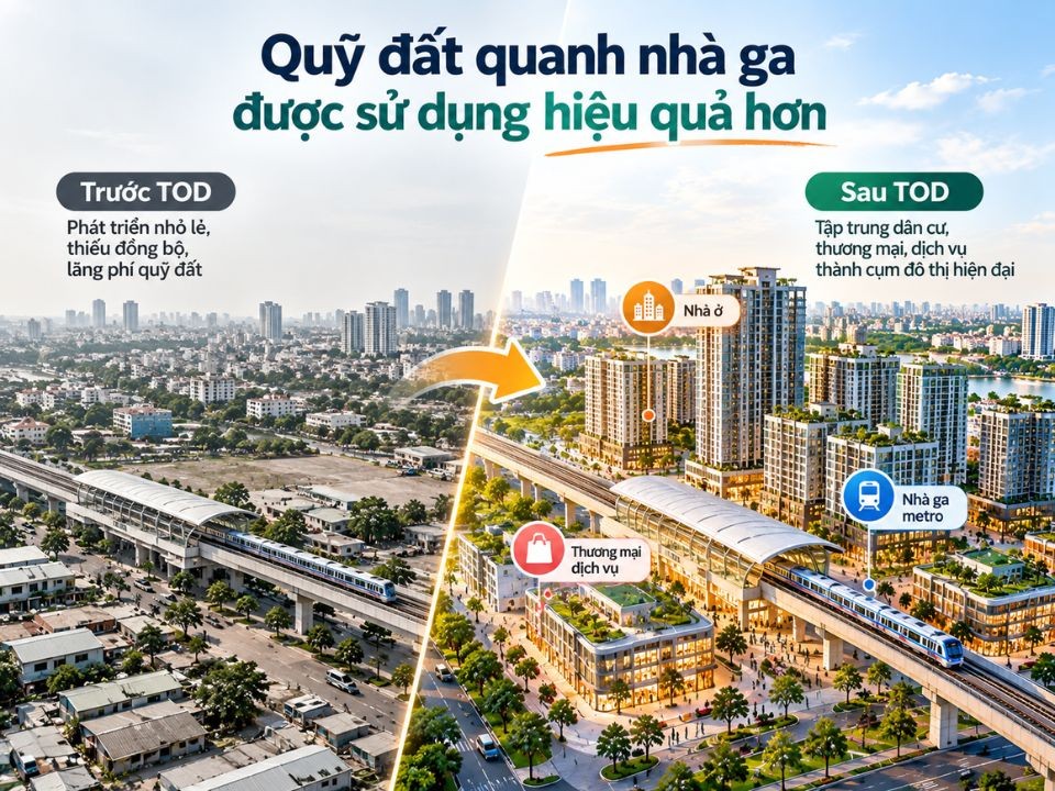 TOD giúp đất quanh nhà ga được sử dụng tốt hơn